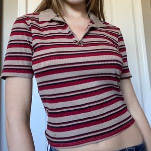 TILLYS Striped half zip tee